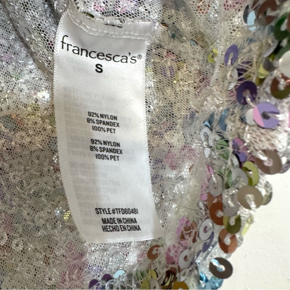 Francesxa's X Audrey Parks Rylee Short Sleeve Sequin Crop Top - Picture 7 of 10